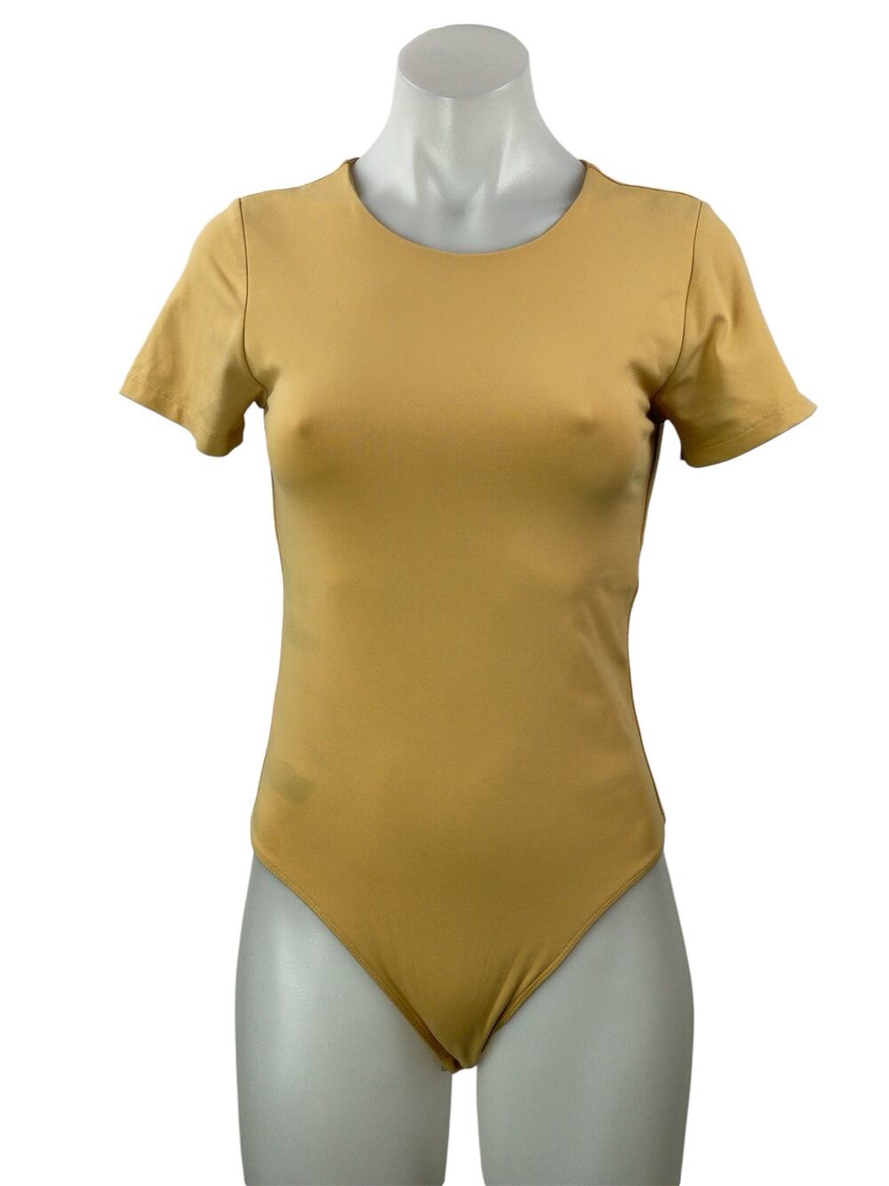 Aritzia Babaton Yellow Short Sleeves Crewneck Bodysuit Tee T-shirt Top Size M